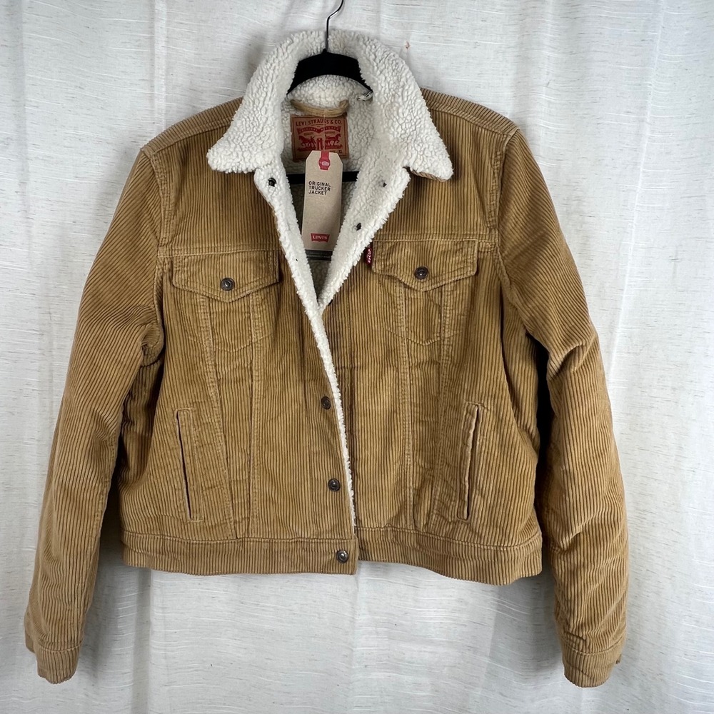 Levis NWT Original Trucker Jacket Tan Corduroy Sherpa Lined
Women's XL
